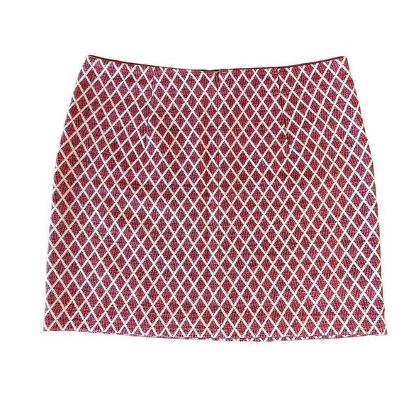 Esprit Skirt Red Straight Diamond Print Knee Length Casual Work Size 14 NEW - Picture 2 of 7